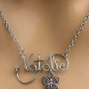 Stainless Steel Wire Name Necklace with birthstone | Personalized script jewelry