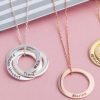 Family Name Necklace, Engraved Circle Pendant, Personalized Gift For Mothers