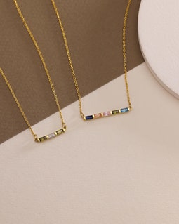 Baguette Birthstone Necklace, Family Birthstone Necklace, Personalized Gift, Mother's Birthstone Jewelry ,Gift for Mom,Birthday Gift