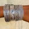Set of 4 Bangle, 925 Sterling Silver, Handmade Woman Jewellery, Flower Design Bangle, Bohemian Bangle, Gift For Mom, Heavy Bangle Love Gift