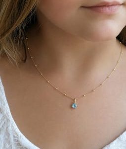 Toddler Birthstone Necklace, Little Girl Jewelry Gift, Kids Birthstone Necklace, Personalized Child Necklace, Dainty Gold Necklace for Girls